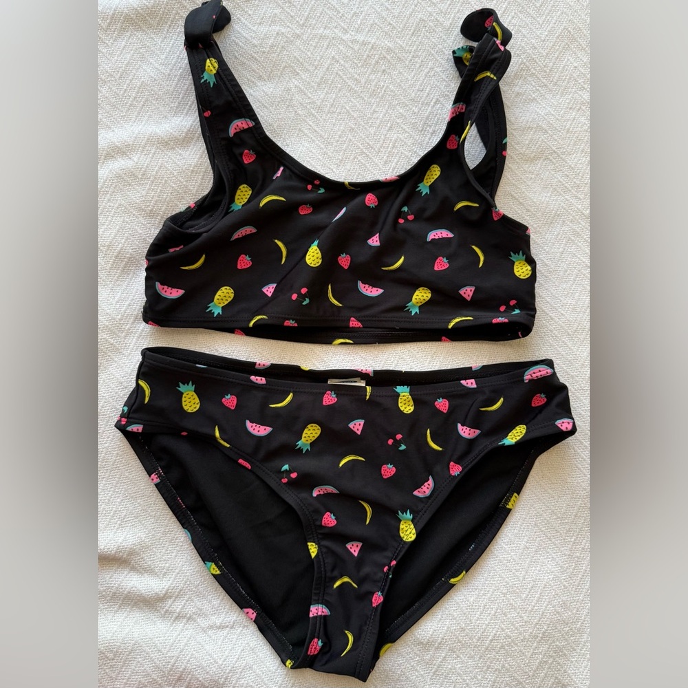 Old Navy Girls Black Bikini with Fruit Prints Size XL